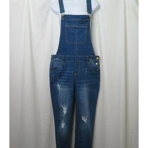 Wax Jeans Carpenter Overalls Dark Wash Distressed